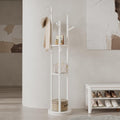 Effortless Organization | Solid Wood Rotating Coat Rack with 3 Storage Shelves