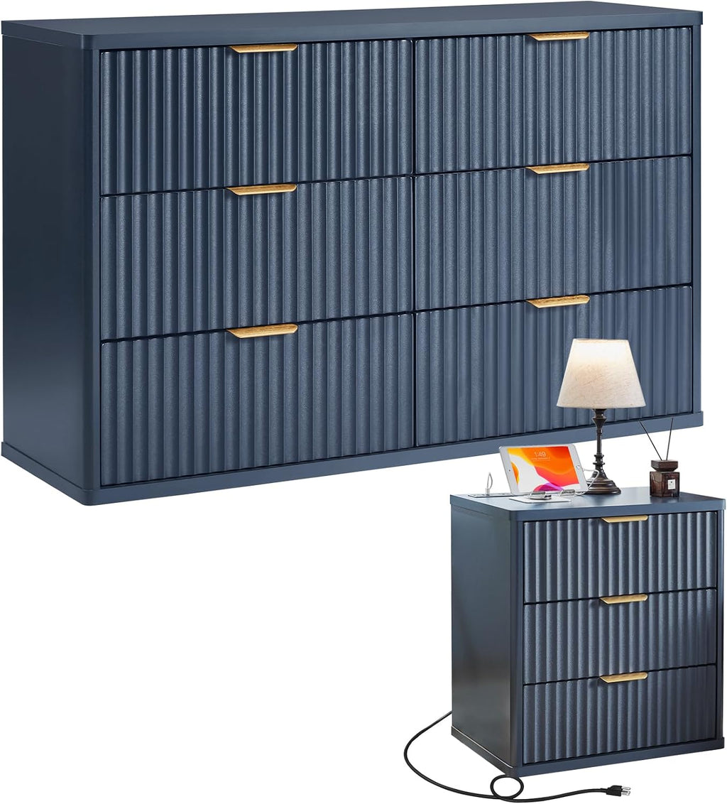 Modern Comfort | LED Nightstand with Charging Station & Storage