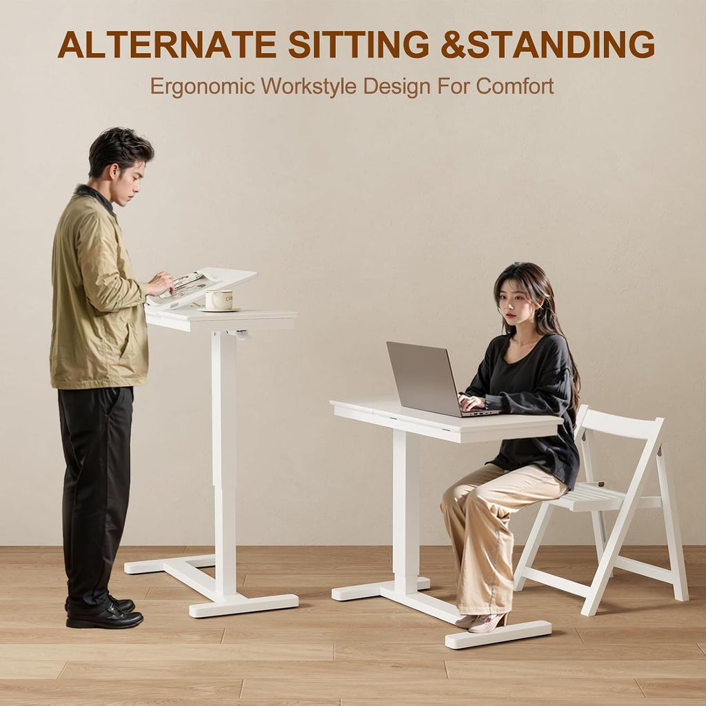 Flexible Comfort | Adjustable Rolling Overbed Table with Tilt-Top Desk