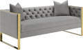 Modern Glamour | Tufted Velvet Sofa with Gold Accents