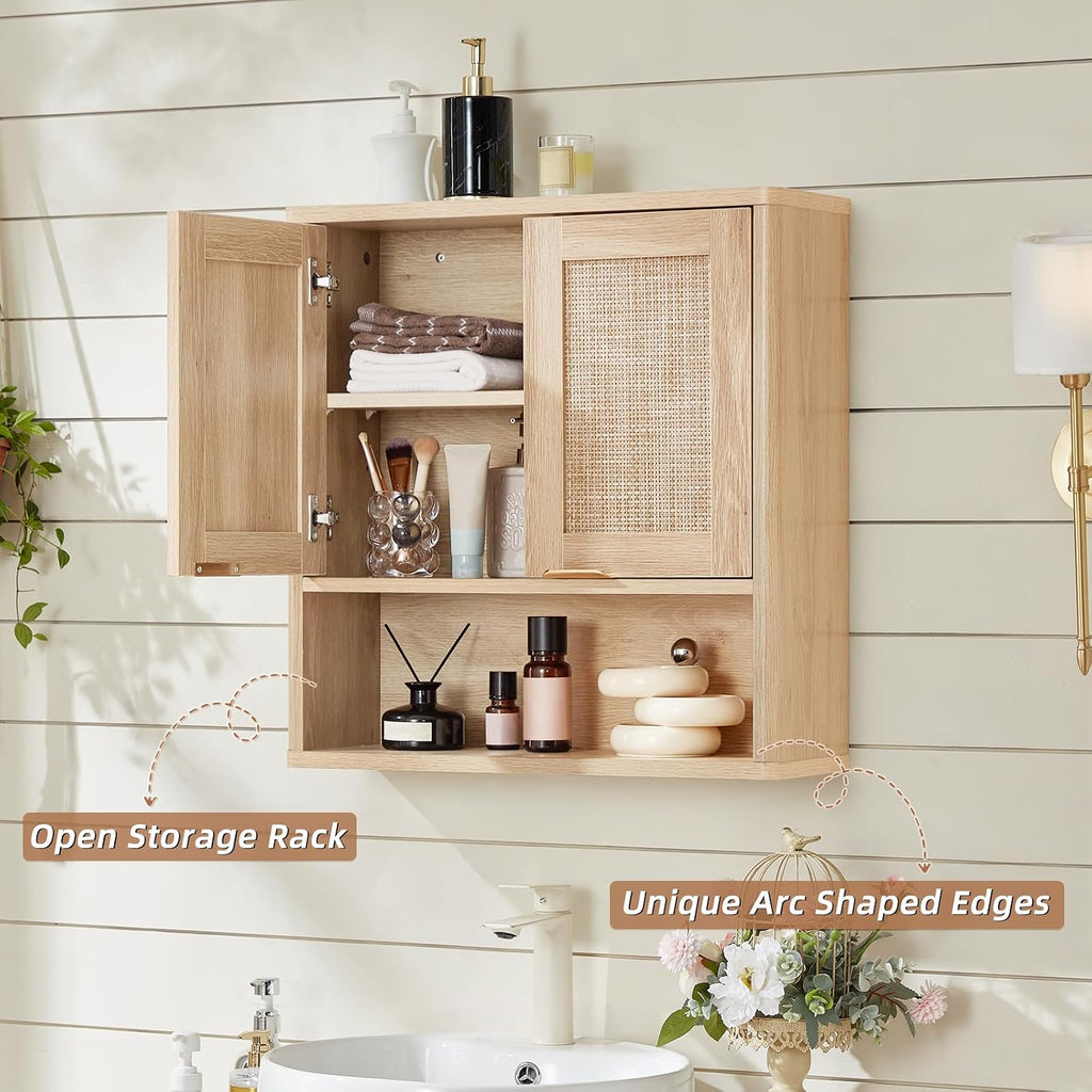 Modern Farmhouse Charm | Fluted Wall-Mounted Bathroom Storage Cabinet