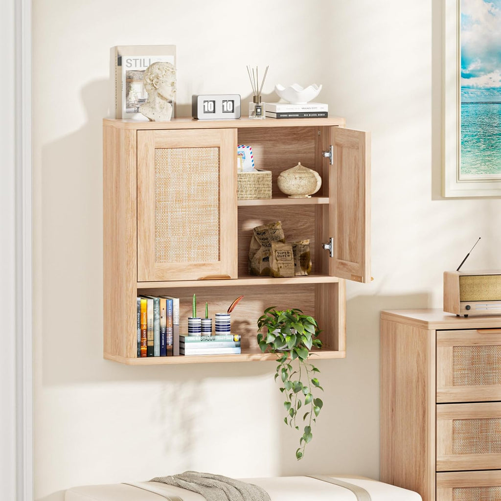 Modern Farmhouse Charm | Fluted Wall-Mounted Bathroom Storage Cabinet