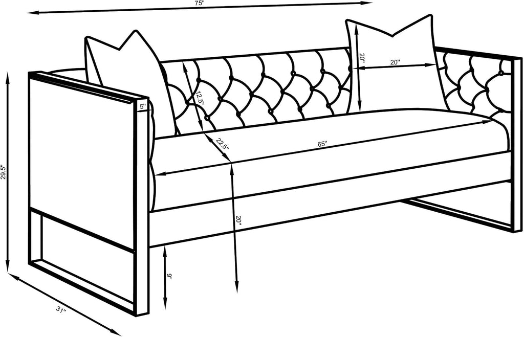 Modern Glamour | Tufted Velvet Sofa with Gold Accents