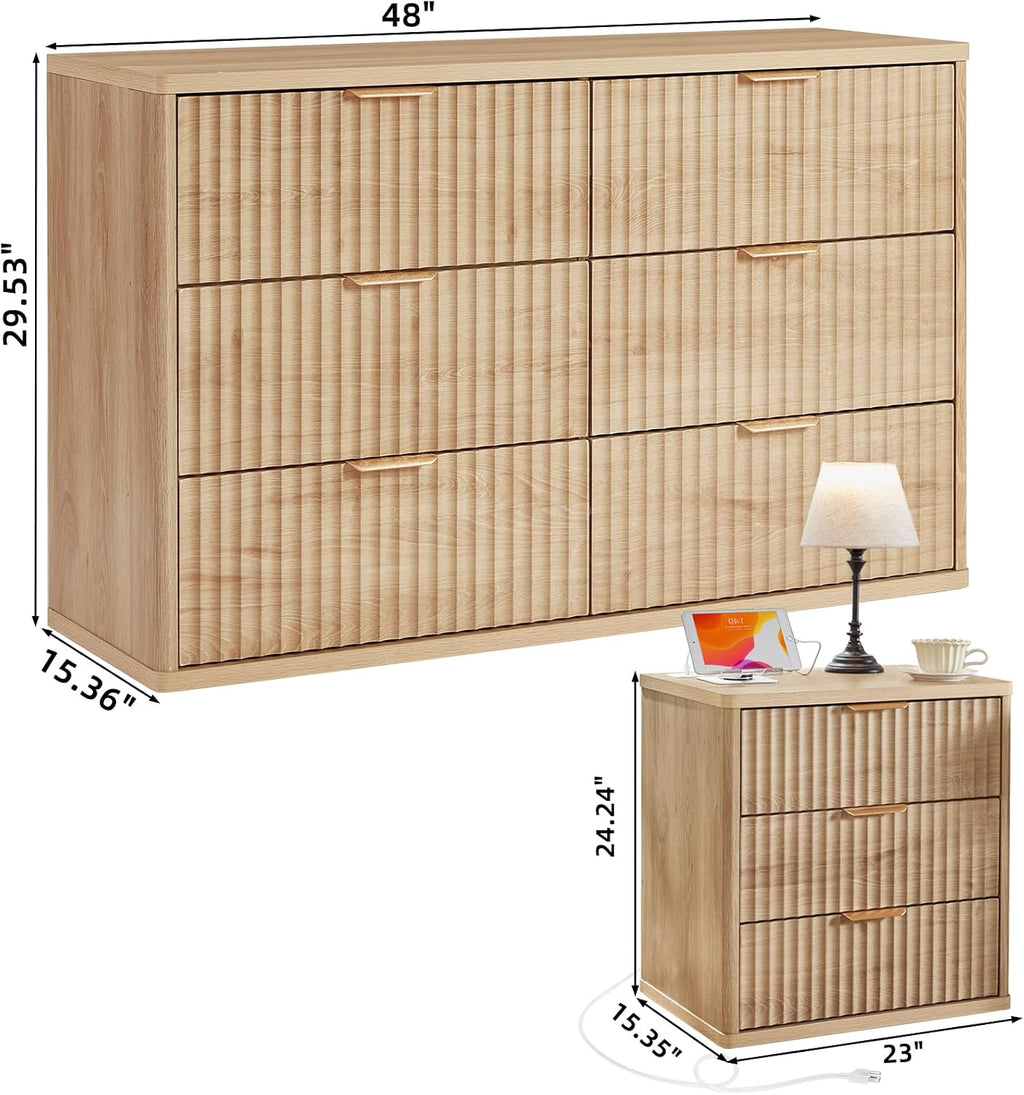 Natural Charm | Modern Wooden Dresser with Spacious Storage Drawers
