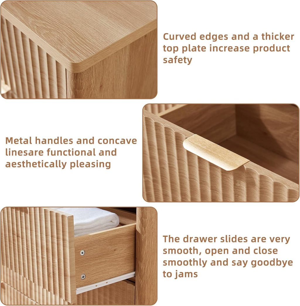Natural Charm | Modern Wooden Dresser with Spacious Storage Drawers
