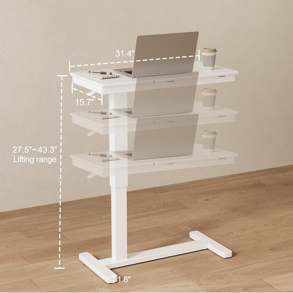 Flexible Comfort | Adjustable Rolling Overbed Table with Tilt-Top Desk