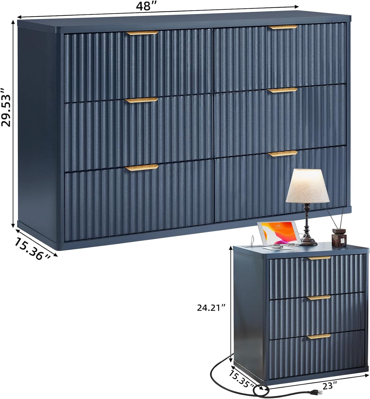 Modern Comfort | LED Nightstand with Charging Station & Storage
