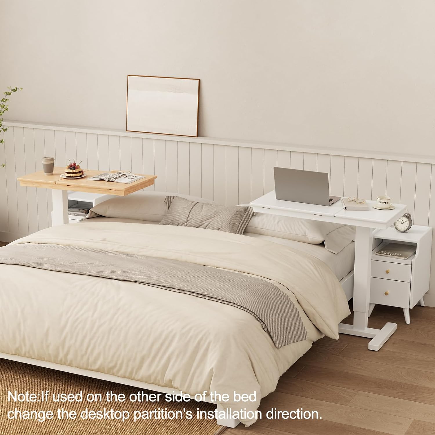 Flexible Comfort | Adjustable Rolling Overbed Table with Tilt-Top Desk