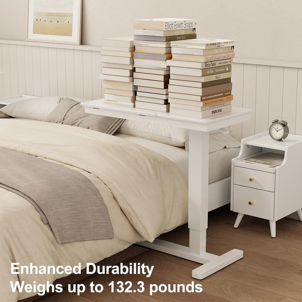 Flexible Comfort | Adjustable Rolling Overbed Table with Tilt-Top Desk