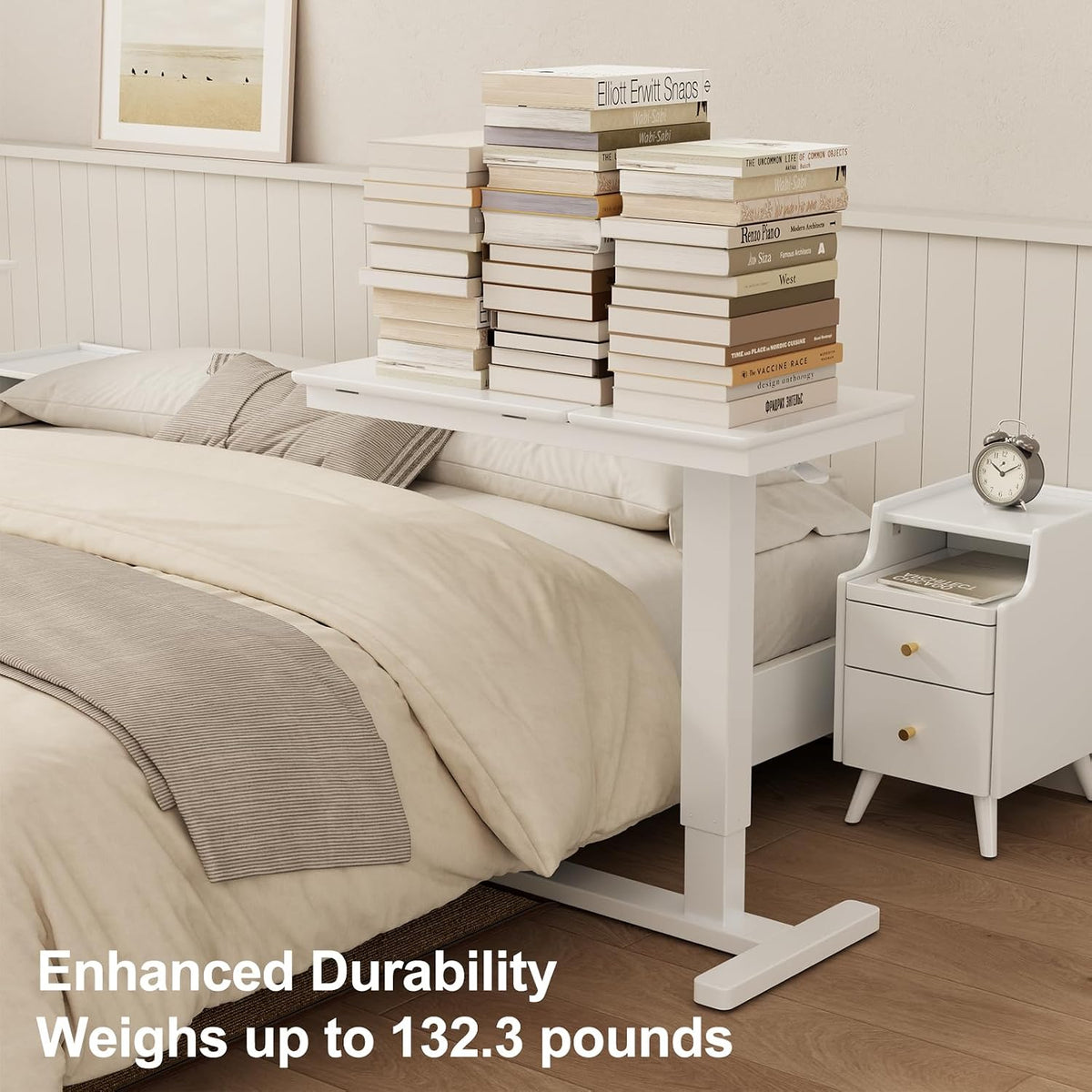 Flexible Comfort | Adjustable Rolling Overbed Table with Tilt-Top Desk