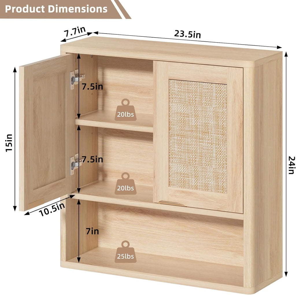 Modern Farmhouse Charm | Fluted Wall-Mounted Bathroom Storage Cabinet