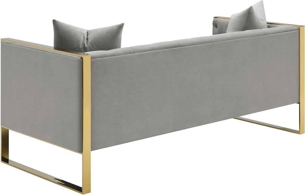 Modern Glamour | Tufted Velvet Sofa with Gold Accents