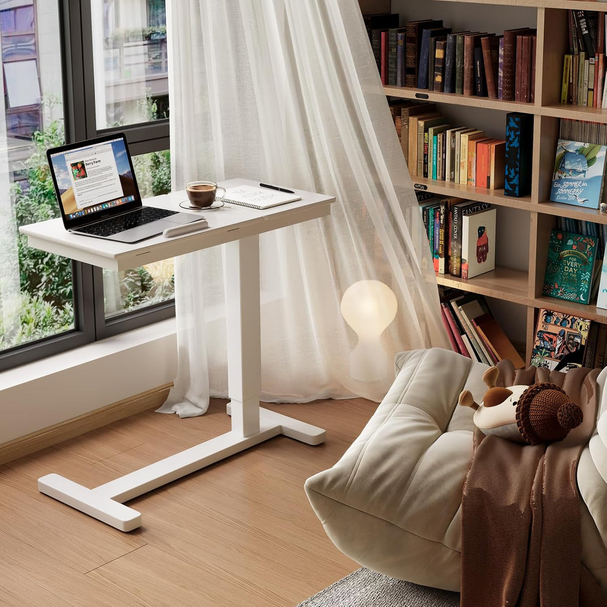 Flexible Comfort | Adjustable Rolling Overbed Table with Tilt-Top Desk