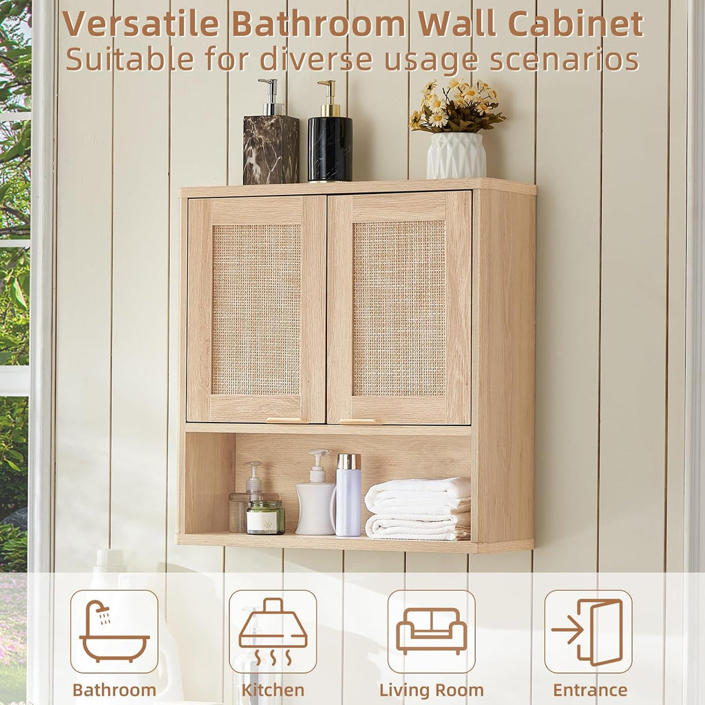 Modern Farmhouse Charm | Fluted Wall-Mounted Bathroom Storage Cabinet