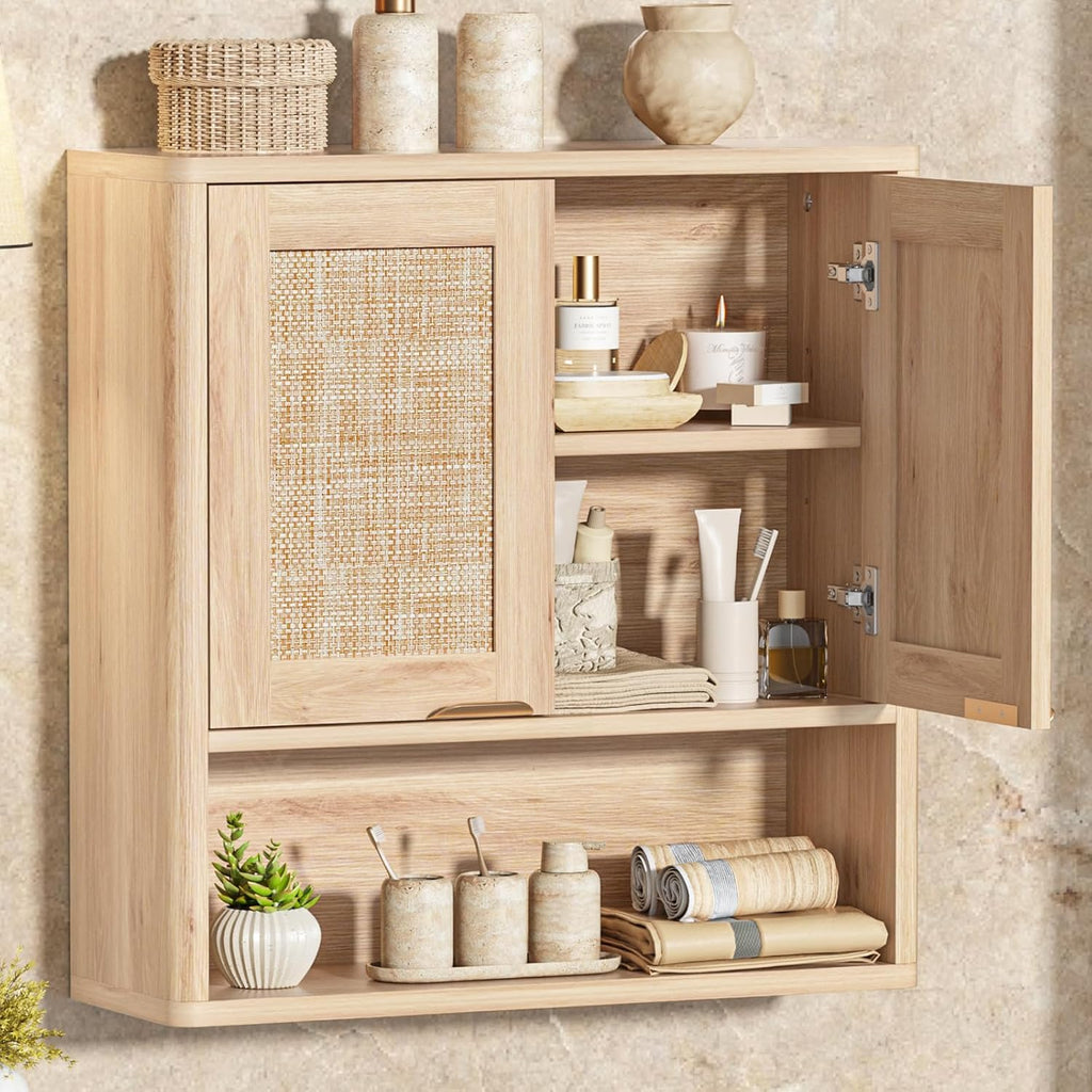 Modern Farmhouse Charm | Fluted Wall-Mounted Bathroom Storage Cabinet