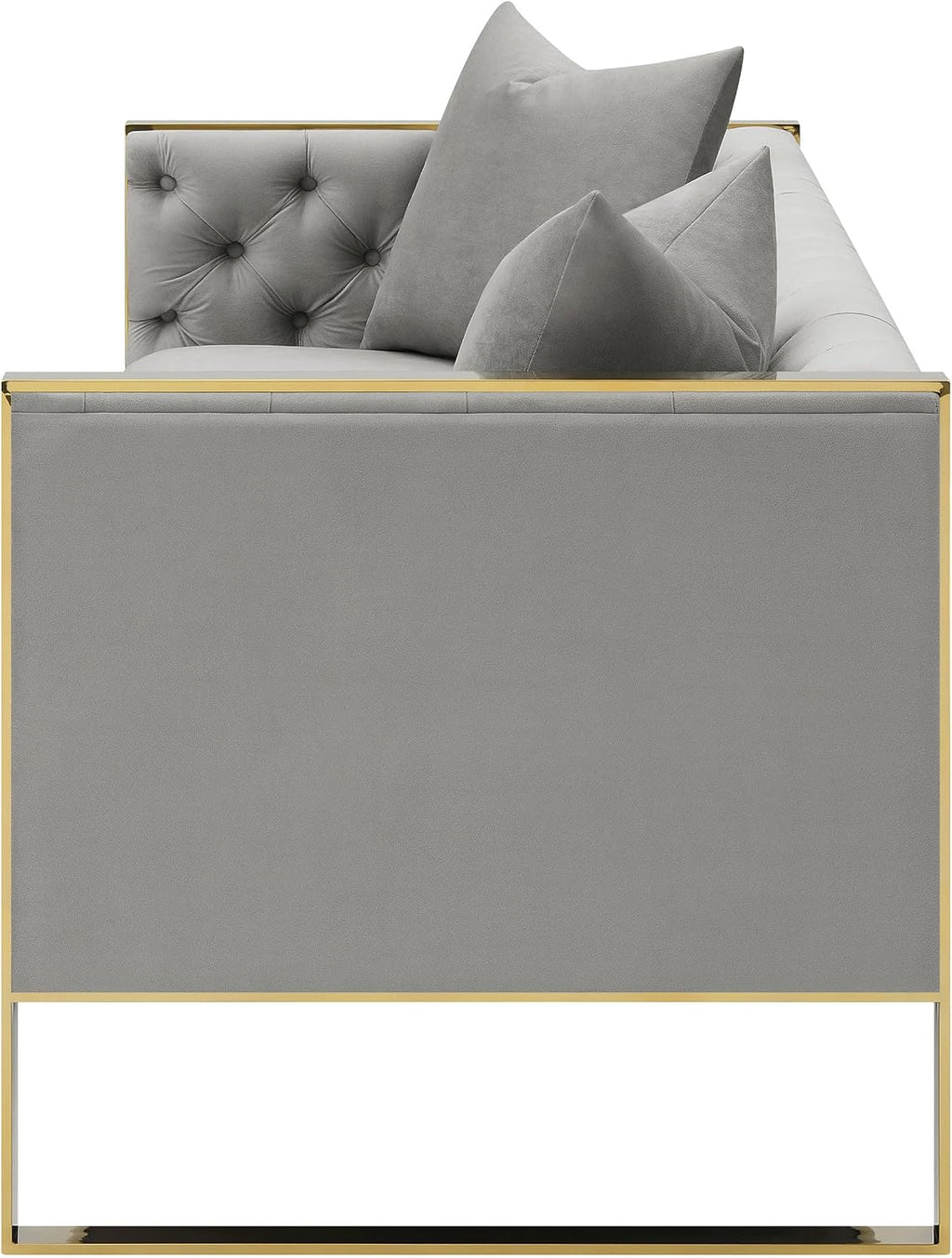 Modern Glamour | Tufted Velvet Sofa with Gold Accents