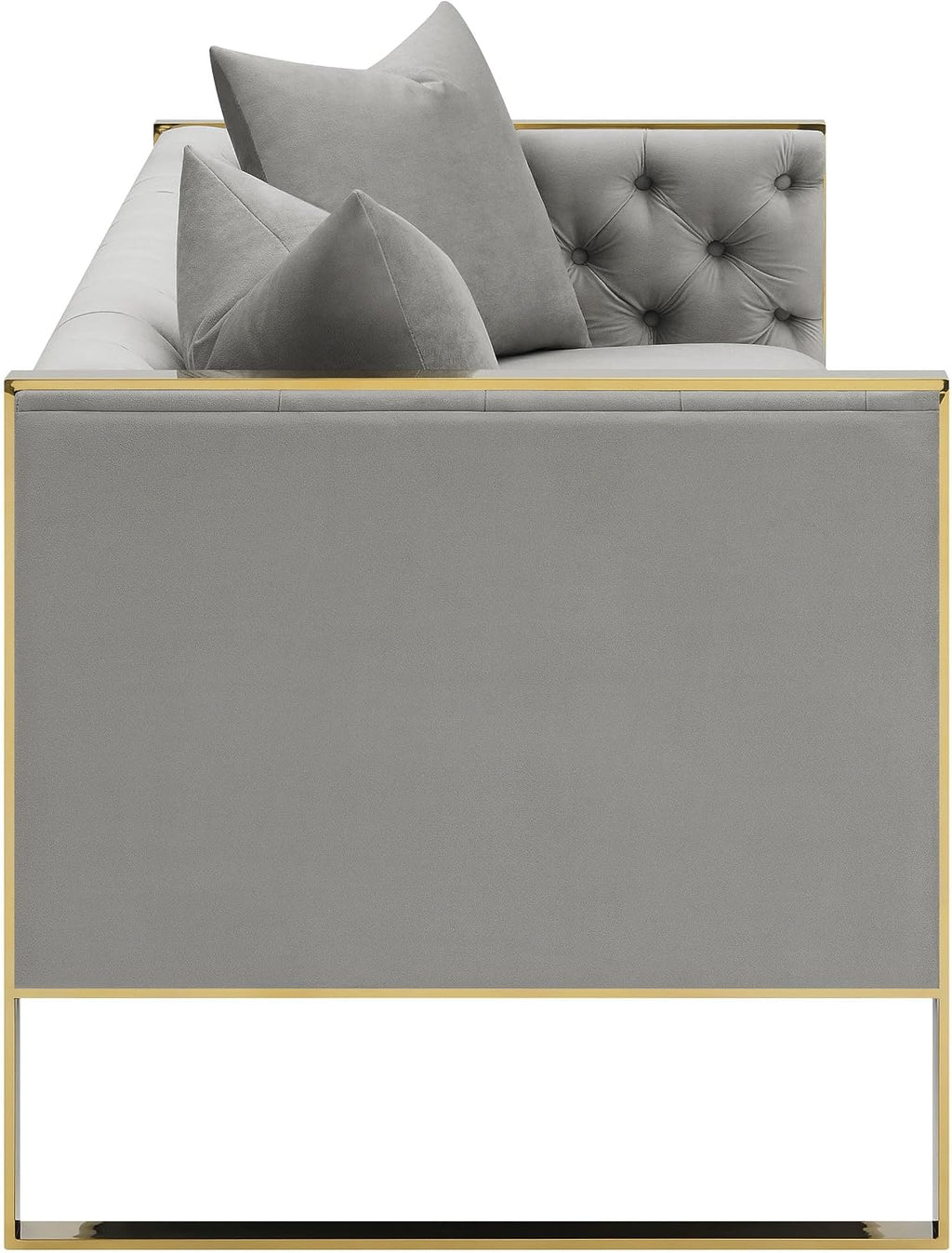 Modern Glamour | Tufted Velvet Sofa with Gold Accents