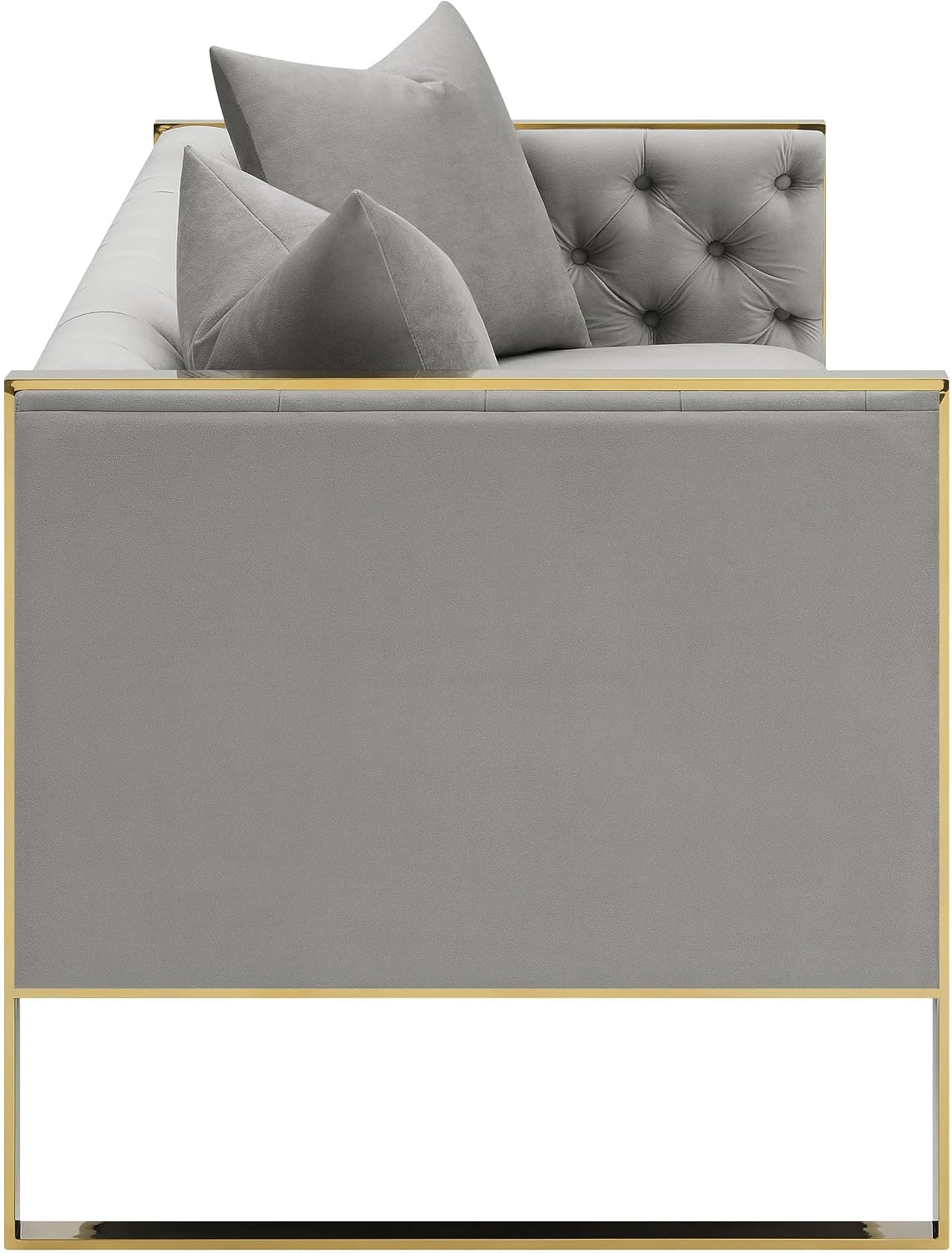 Modern Glamour | Tufted Velvet Sofa with Gold Accents