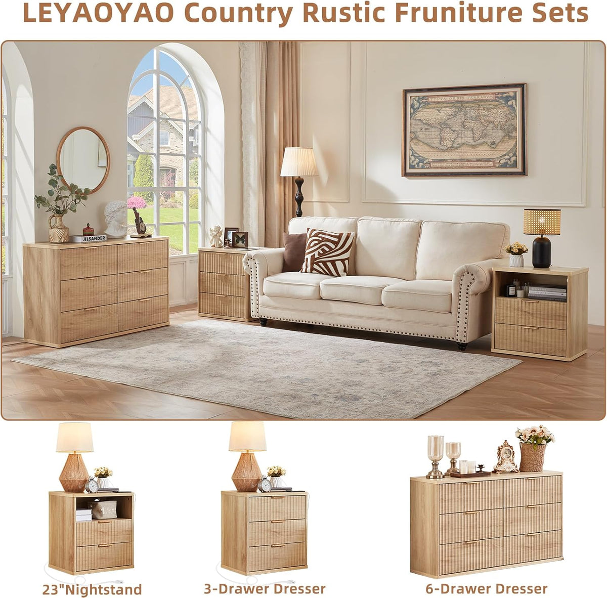 Natural Charm | Modern Wooden Dresser with Spacious Storage Drawers