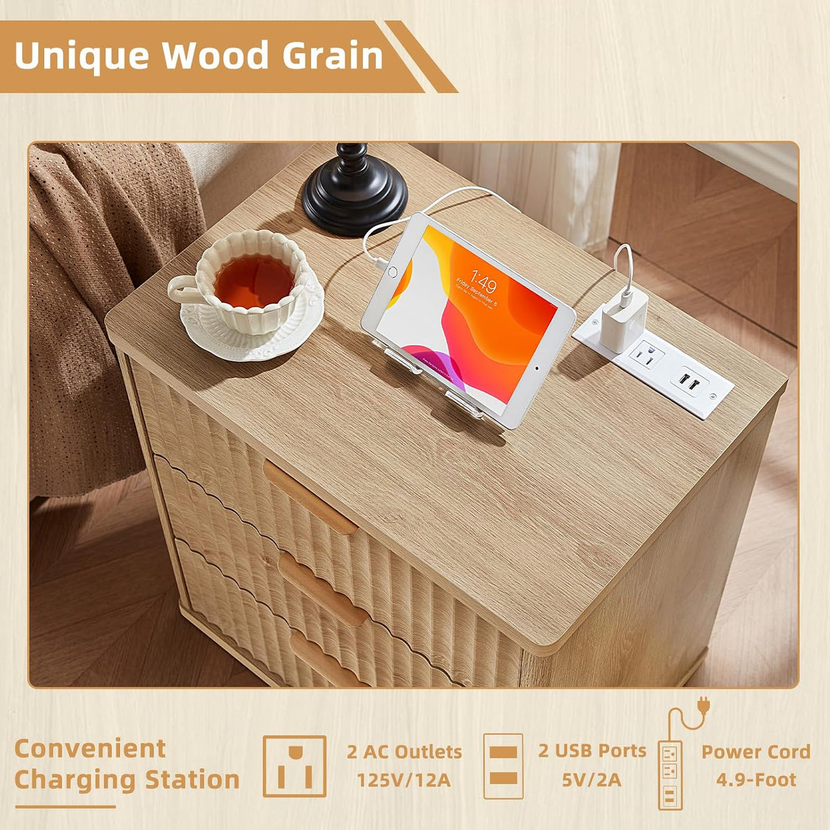 Natural Charm | Modern Wooden Dresser with Spacious Storage Drawers
