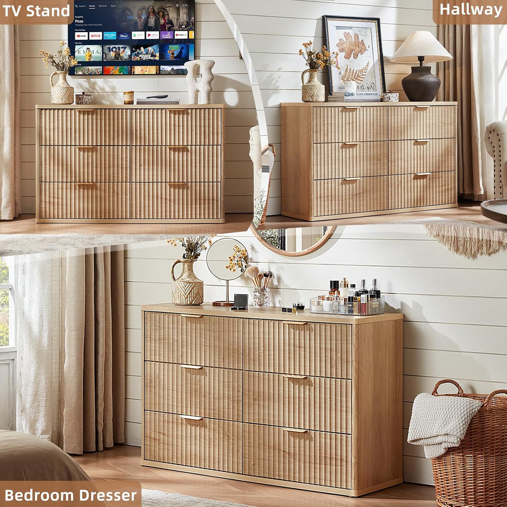 Natural Charm | Modern Wooden Dresser with Spacious Storage Drawers