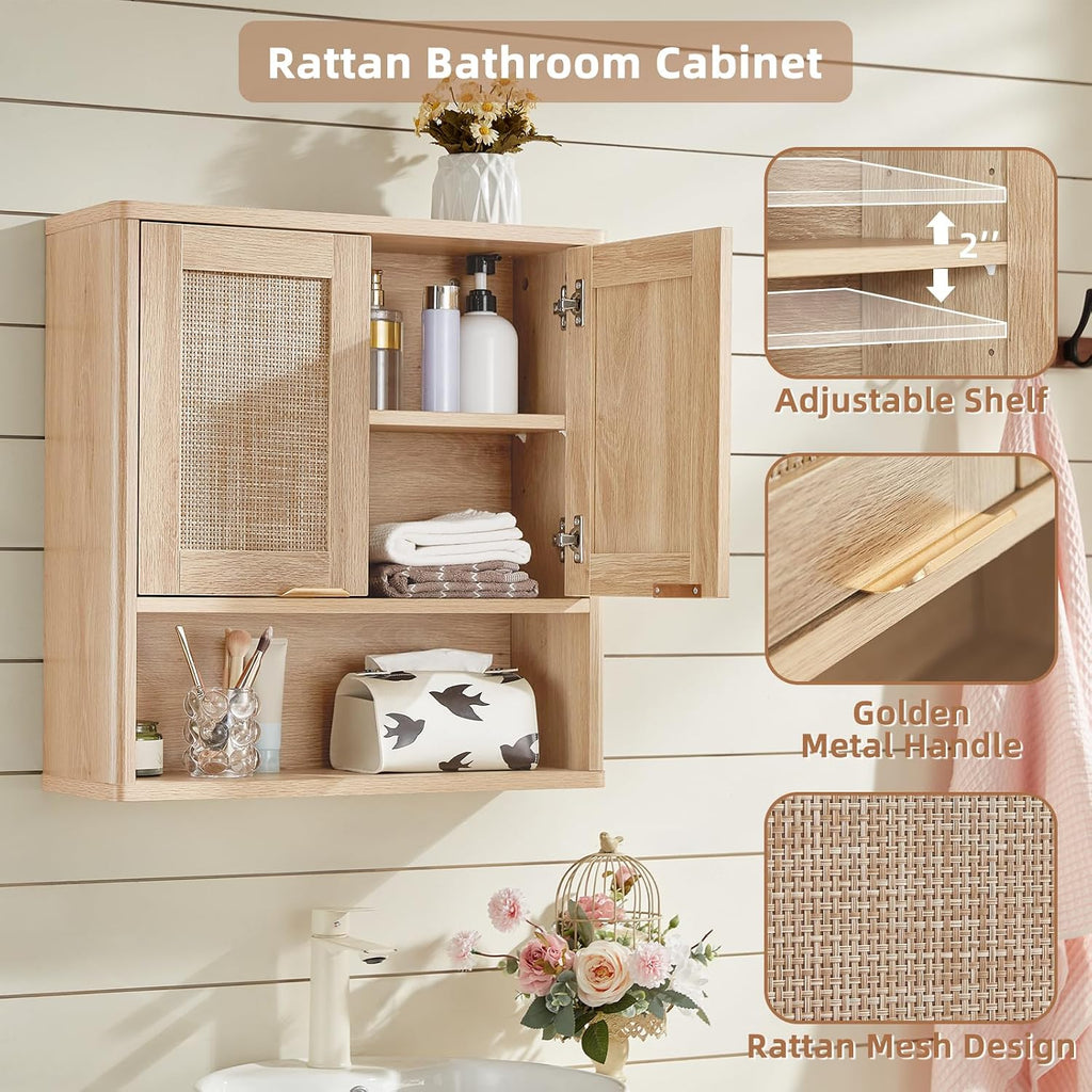 Modern Farmhouse Charm | Fluted Wall-Mounted Bathroom Storage Cabinet
