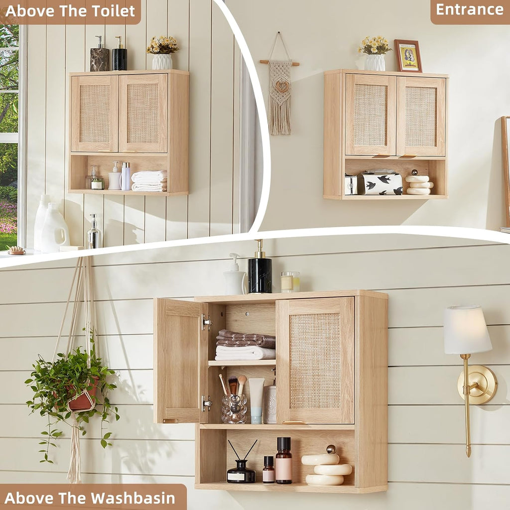Modern Farmhouse Charm | Fluted Wall-Mounted Bathroom Storage Cabinet