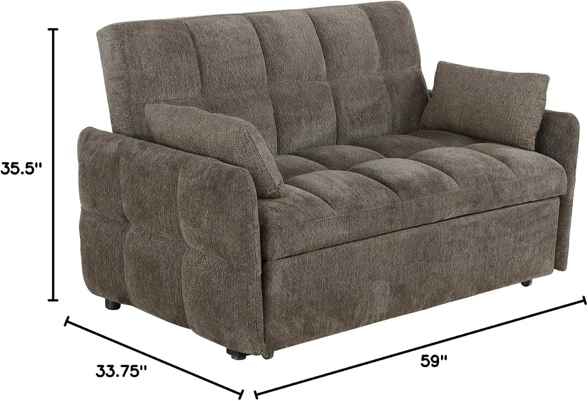 Cozy Comfort | Tufted Chenille Convertible Sofa Bed with Memory Foam