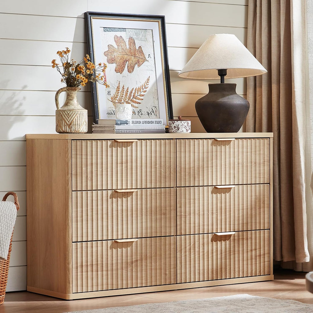 Natural Charm | Modern Wooden Dresser with Spacious Storage Drawers