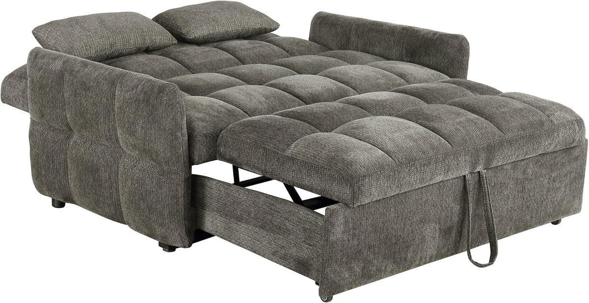 Cozy Comfort | Tufted Chenille Convertible Sofa Bed with Memory Foam