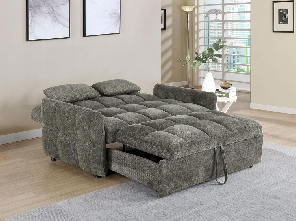 Cozy Comfort | Tufted Chenille Convertible Sofa Bed with Memory Foam