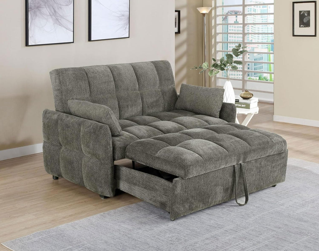 Cozy Comfort | Tufted Chenille Convertible Sofa Bed with Memory Foam